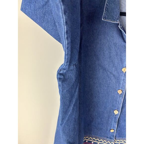 Mountain Lake Women’s Embroidered Denim Shirt Jacket Pattern Sz 2X Cottage Artsy - Picture 6 of 14